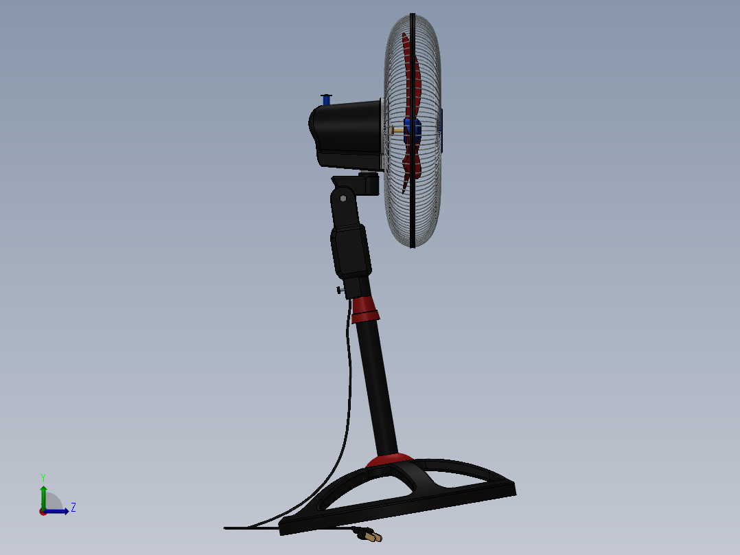 Tree Fan普通落地风扇模型3D图纸 Solidworks设计左视图