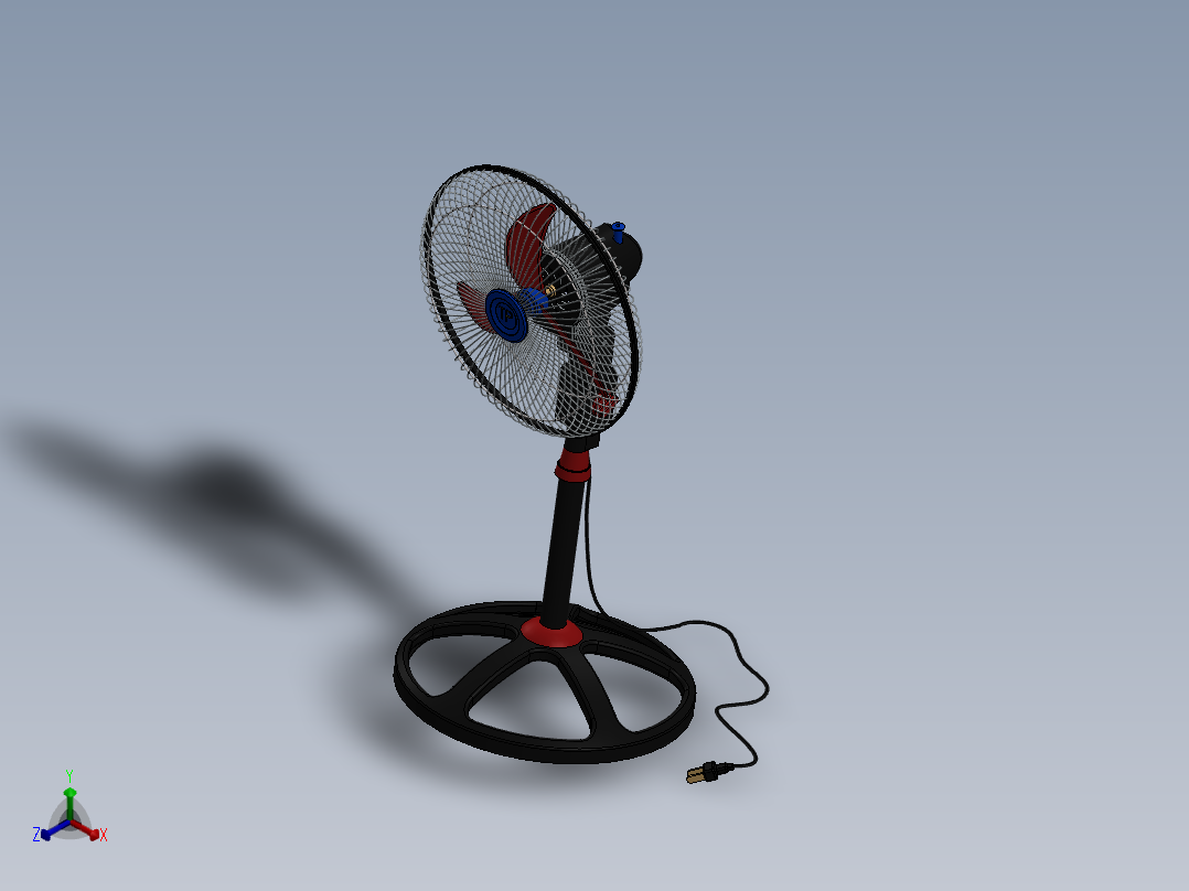 Tree Fan普通落地风扇模型3D图纸 Solidworks设计正等轴测图