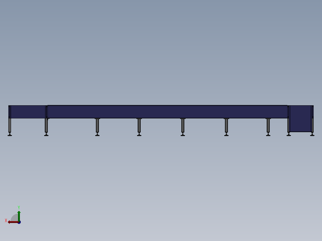 宽板链输送线3D图纸 机械设计参考资料设计3d图纸后视图