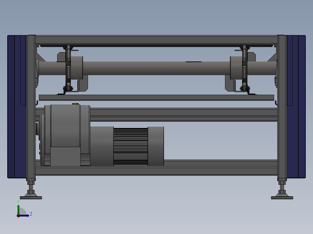 宽板链输送线3D图纸 机械设计参考资料设计3d图纸左视图