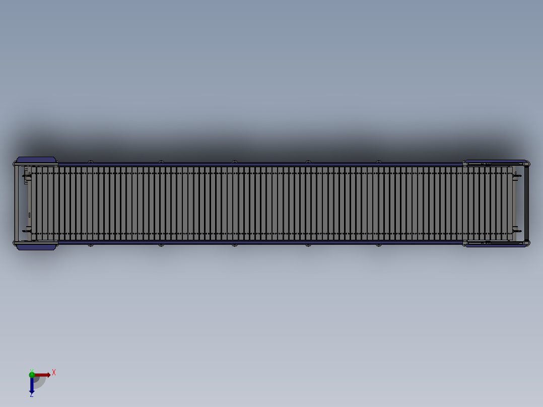 宽板链输送线3D图纸 机械设计参考资料设计3d图纸俯视图