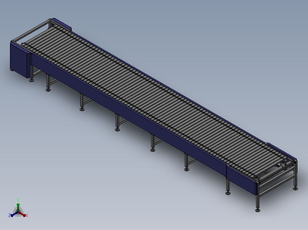 宽板链输送线3D图纸 机械设计参考资料设计3d图纸正等轴测图