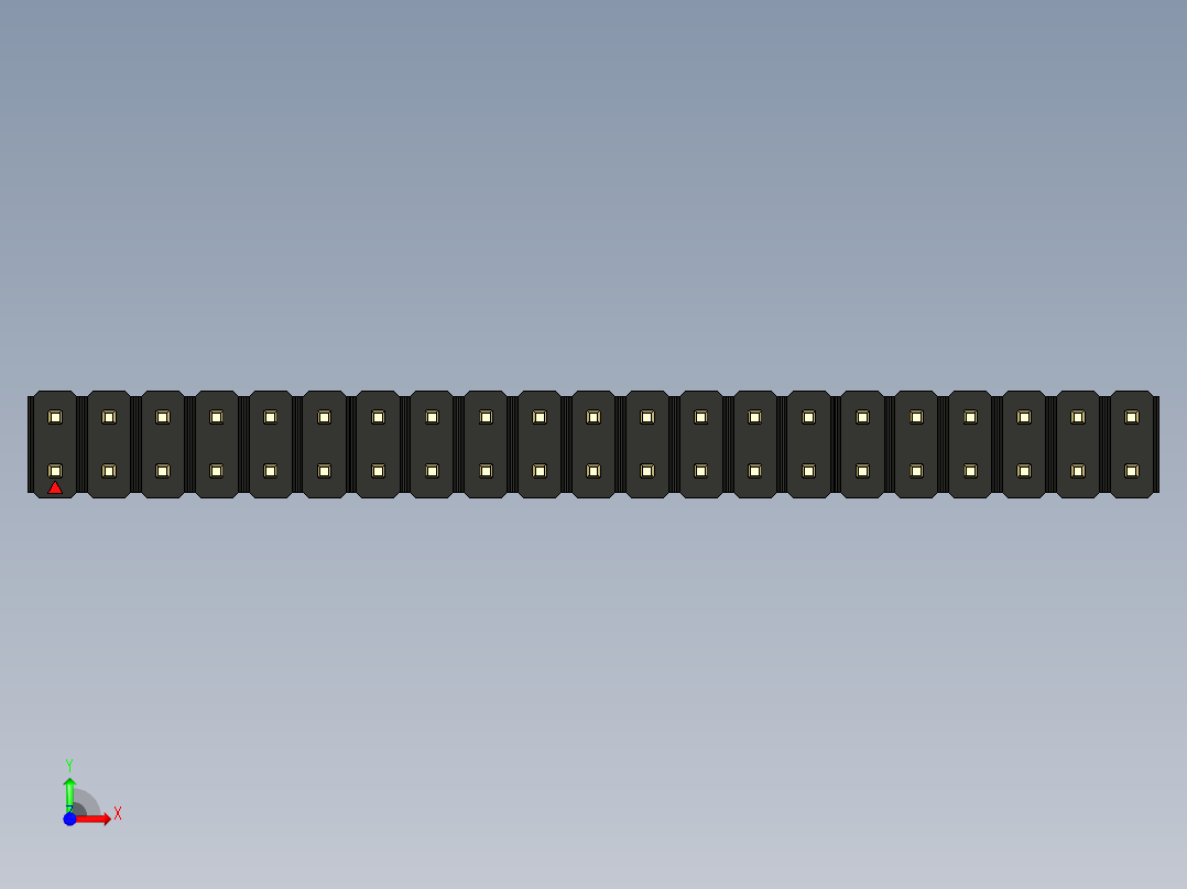 彩色公头100mil（2.54mm）系列-DS1021_black_2x21p_100mil_Type43_rev1.0前视图