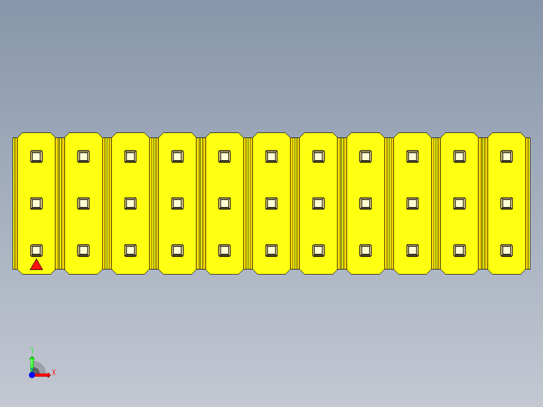 彩色公头100mil（2.54mm）系列-DS1021_yellow_3x11p_100mil_Type5_rev1.0前视图