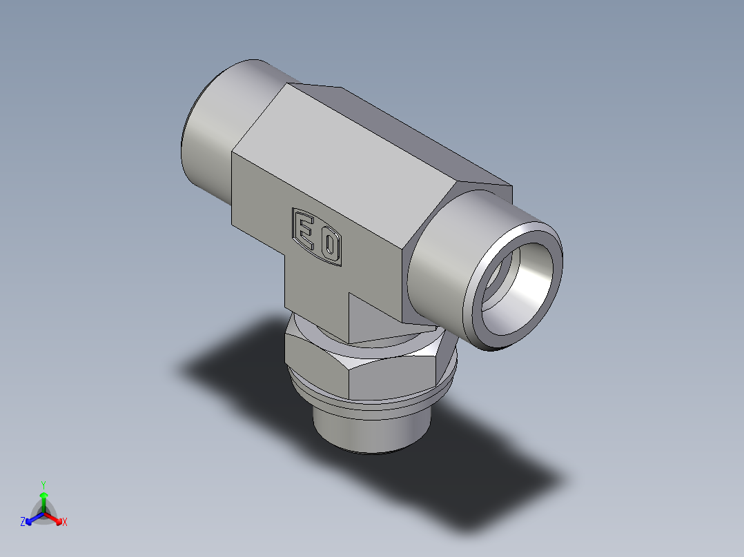卡套式工业通用硬管接头EO_Adjustable_locknut_branch_tee_TEE12SROMDCF主视图