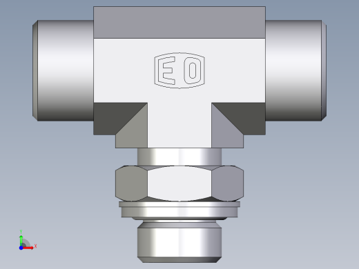 卡套式工业通用硬管接头EO_Adjustable_locknut_branch_tee_TEE12SROMDCF前视缩略图