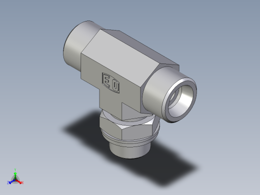 卡套式工业通用硬管接头EO_Adjustable_locknut_branch_tee_TEE12SROMDCF正等轴测缩略图