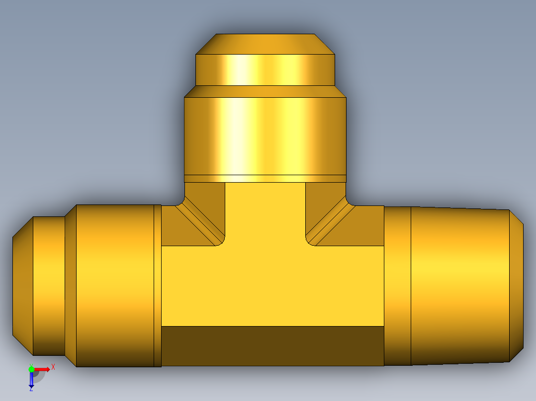 扩口式工业通用硬管接头Male Run Tee 151F-10-8俯视图