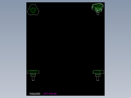三瓣型把手1077-2D多系列多零件图纸模型