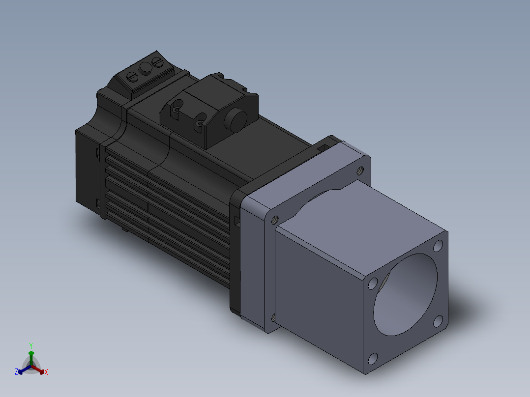 64SP-(750w电机+联轴器+64法兰80-80+64SP马达座)正等轴测图