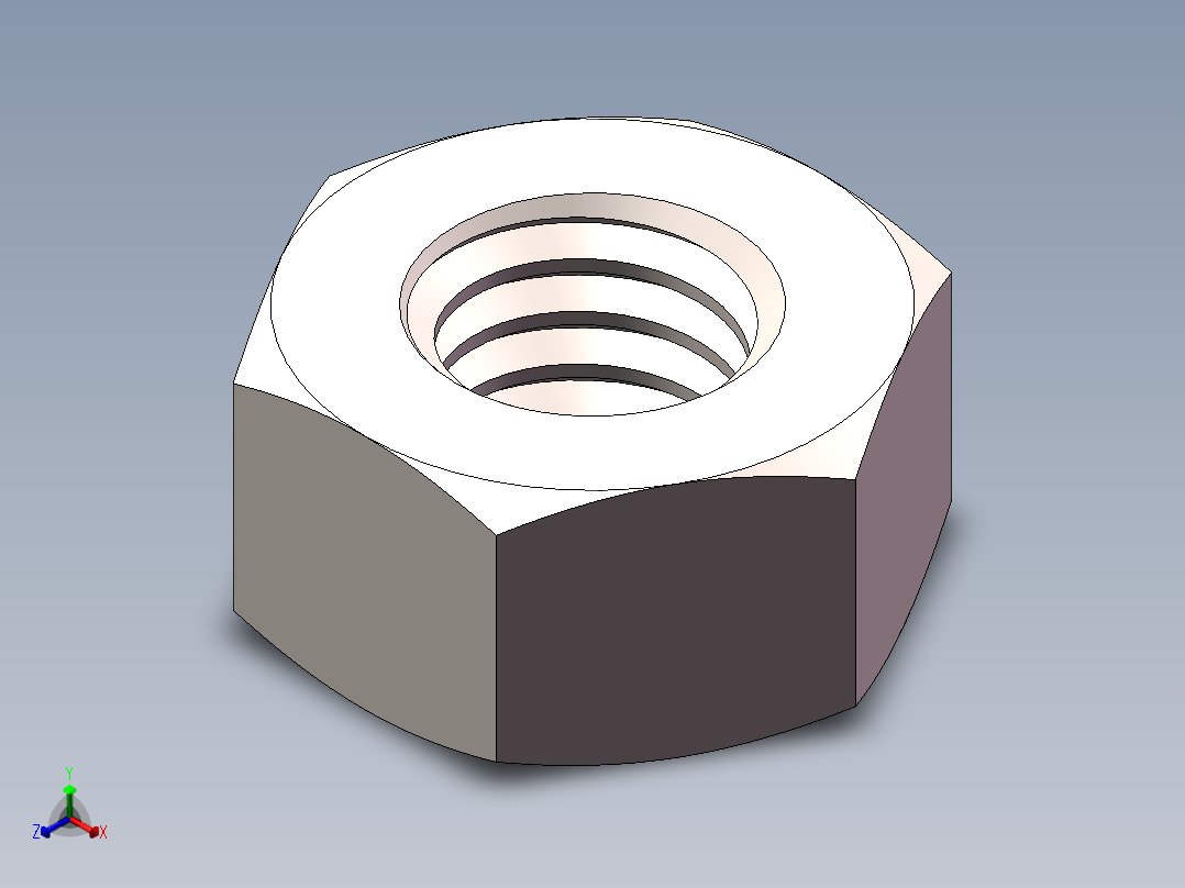 带螺纹的公制可配置螺母正等轴测图