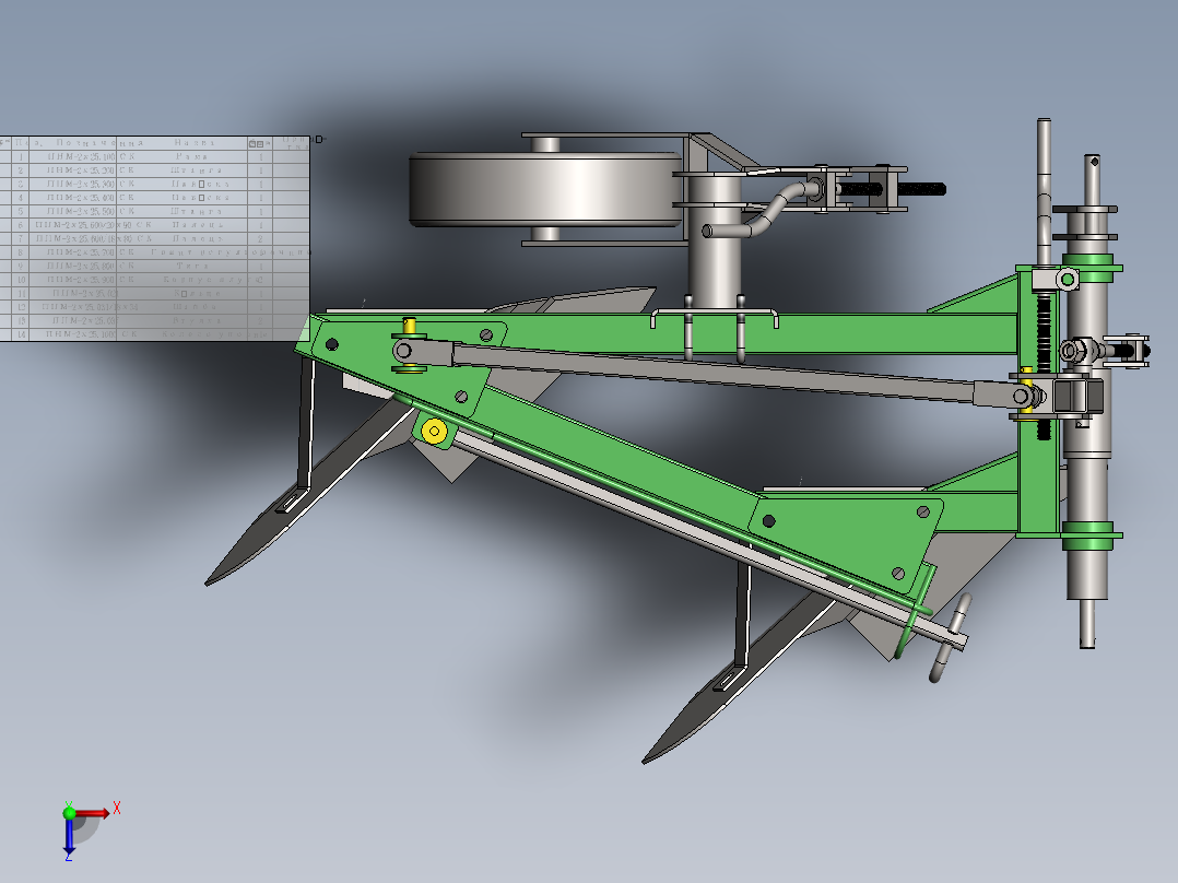 大深度犁地机俯视图
