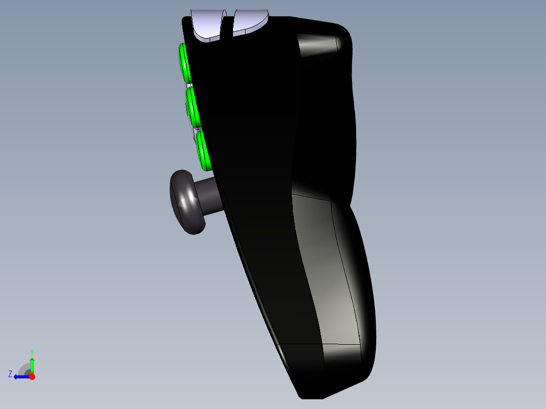 游戏手柄CATIA设计模型右视图