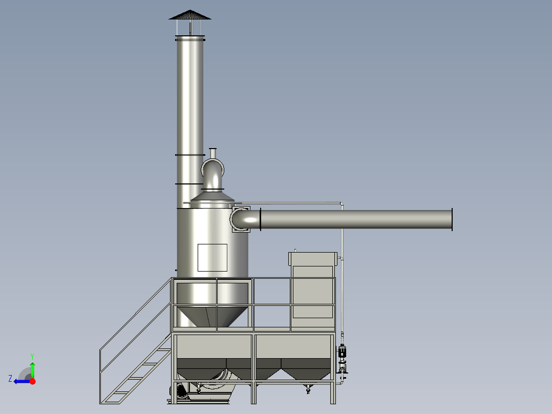 新型干湿混合除尘系统右视图