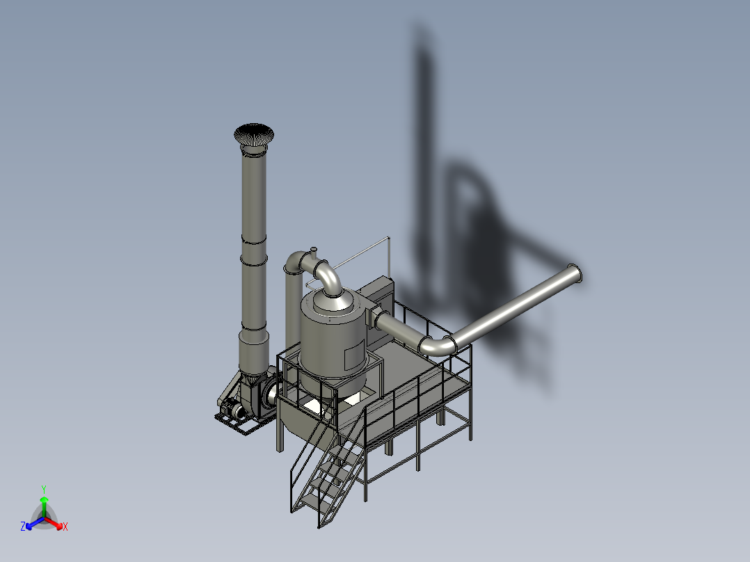 新型干湿混合除尘系统正等轴测图