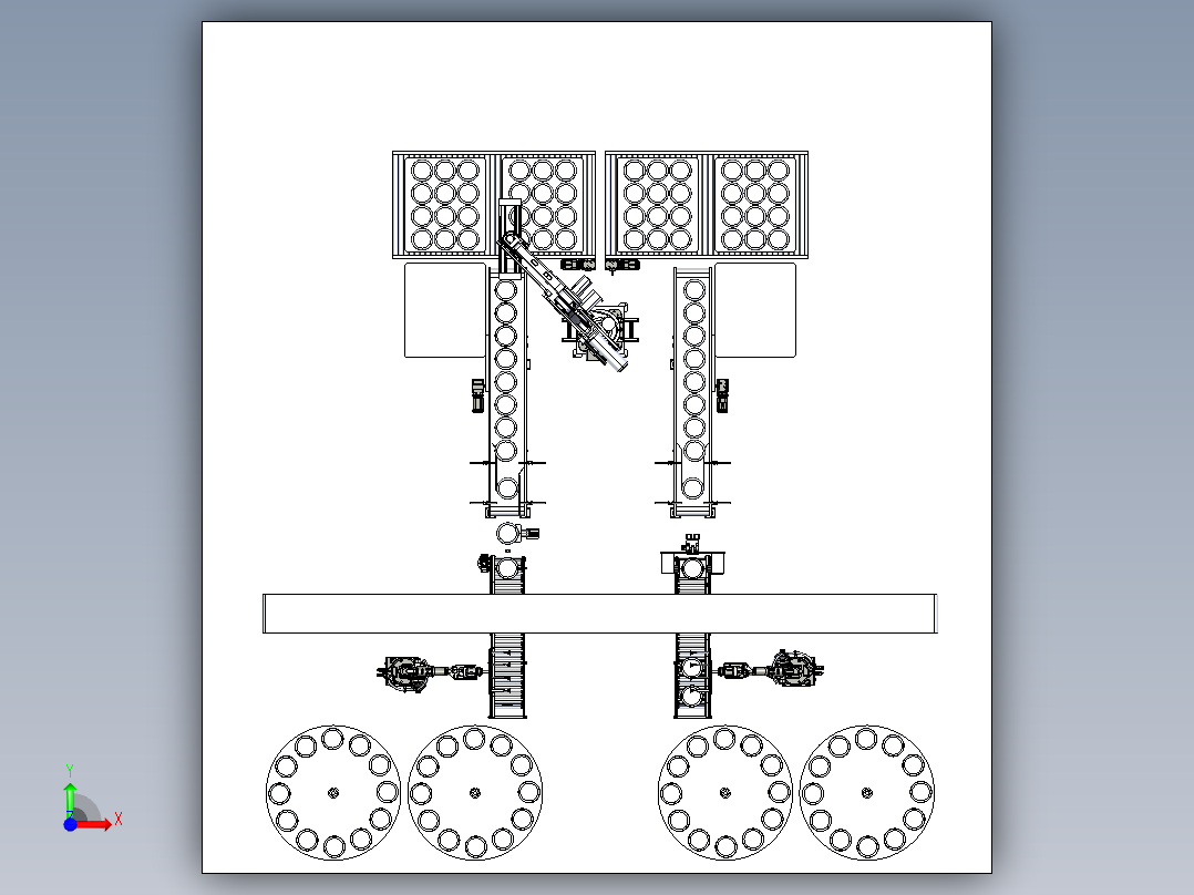 铁锅拆垛翻转方案前视图