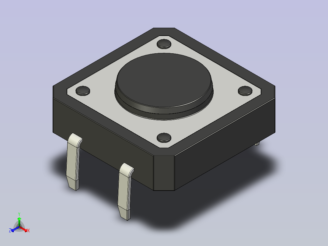 B2002003-12x12x5mm 瞬时触控 4 针按钮开关主视图