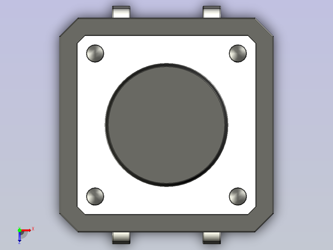 B2002003-12x12x5mm 瞬时触控 4 针按钮开关俯视图