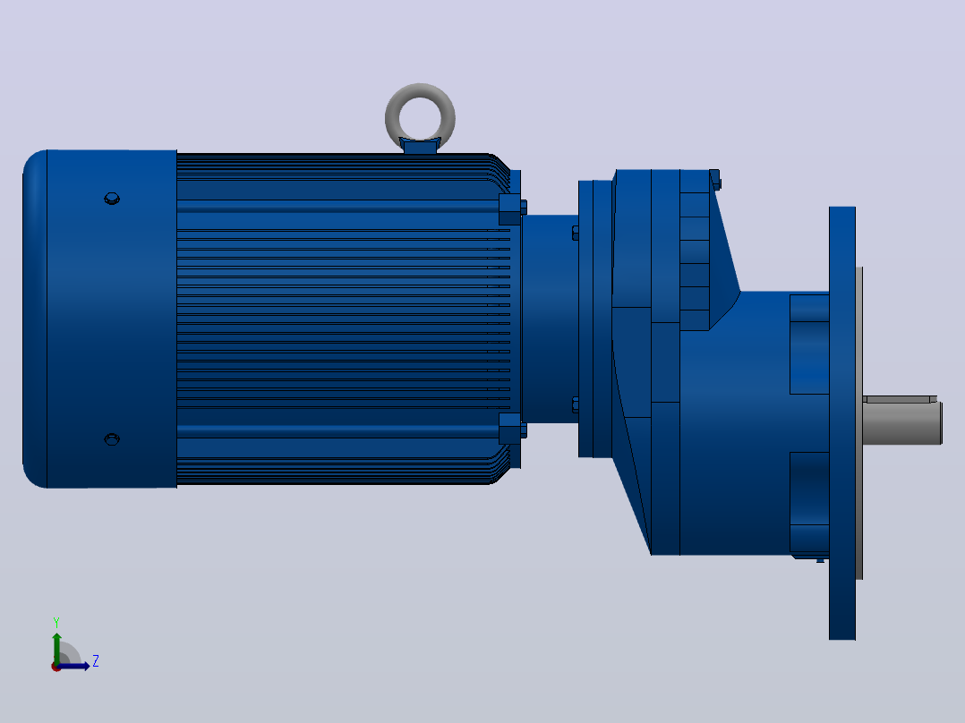 RXF67法兰轴伸式安装斜齿轮减速机RX67-Y1.5-4P-90L-M1-0°-Φ250左视图