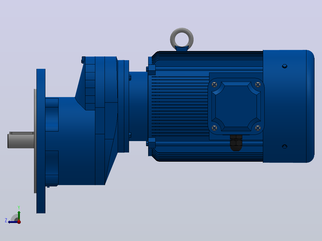RXF67法兰轴伸式安装斜齿轮减速机RX67-Y1.5-4P-90L-M1-0°-Φ250右视图