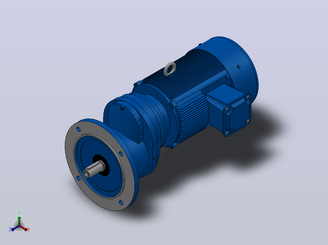 RXF67法兰轴伸式安装斜齿轮减速机RX67-Y1.5-4P-90L-M1-0°-Φ250正等轴测图