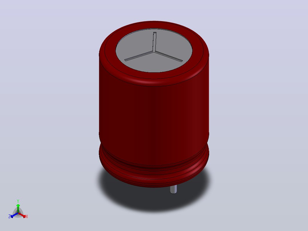 电子器件电容Electrolitic Capacitor Radial 10x12正等轴测图