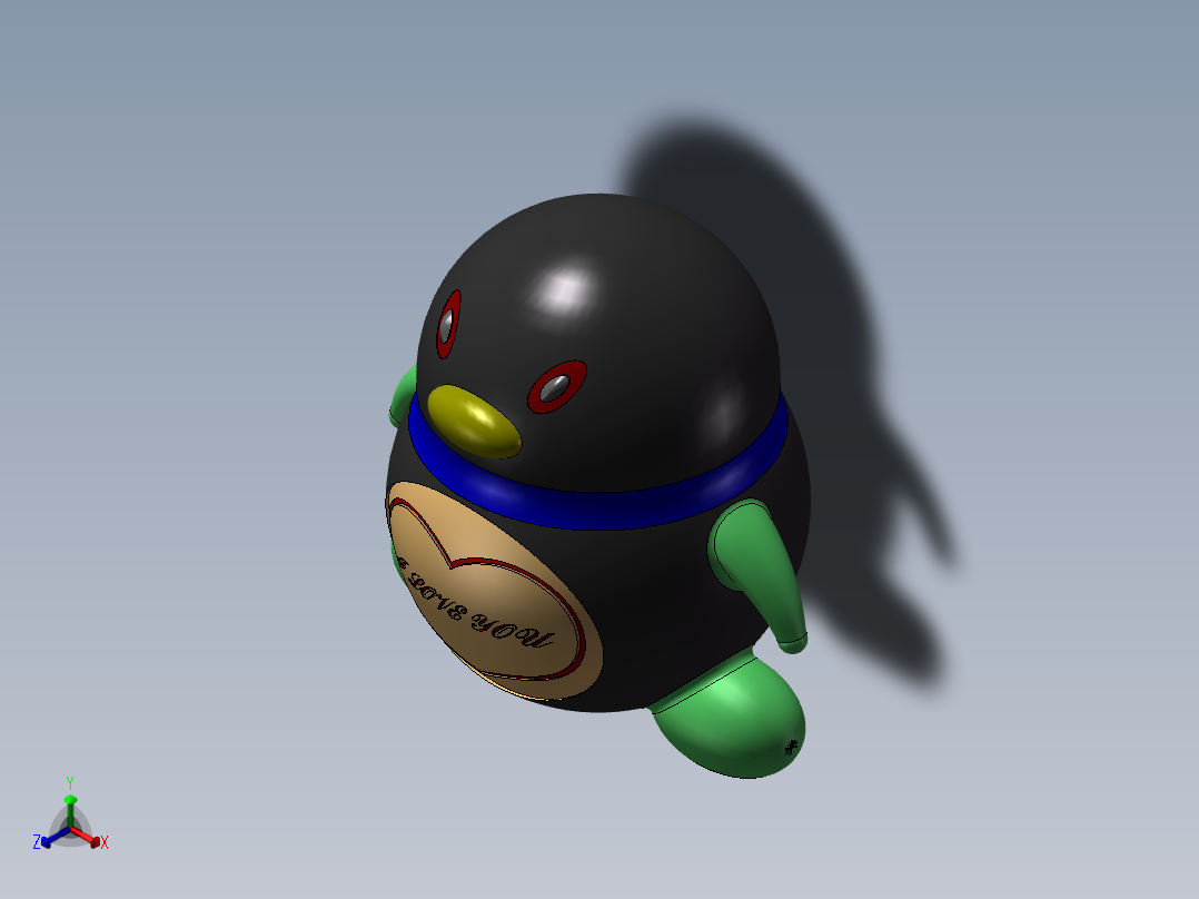 爱情QQ企鹅 公仔玩具正等轴测图