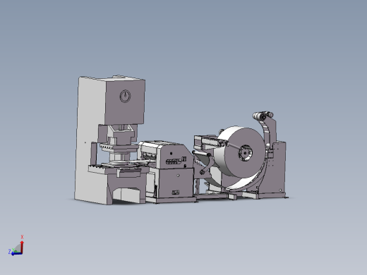 冲床卷料上料机3d图纸 卷料上料机3d 冲床钢带自动送料机构3d模型
