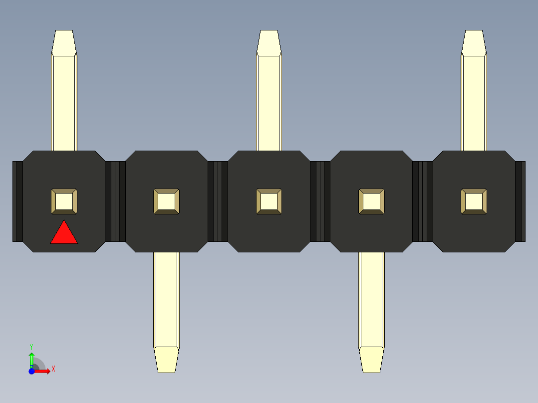 彩色公排针 100mil 2.54mm 系列-DS1022_black_05p_100mil_Type_SMT_R1_rev1.0前视图