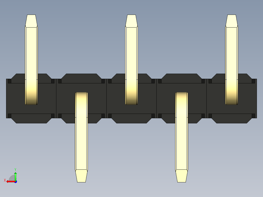 彩色公排针 100mil 2.54mm 系列-DS1022_black_05p_100mil_Type_SMT_R1_rev1.0后视图