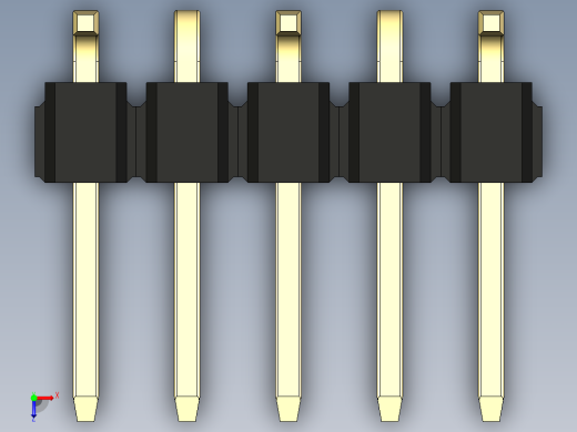 彩色公排针 100mil 2.54mm 系列-DS1022_black_05p_100mil_Type_SMT_R1_rev1.0俯视缩略图