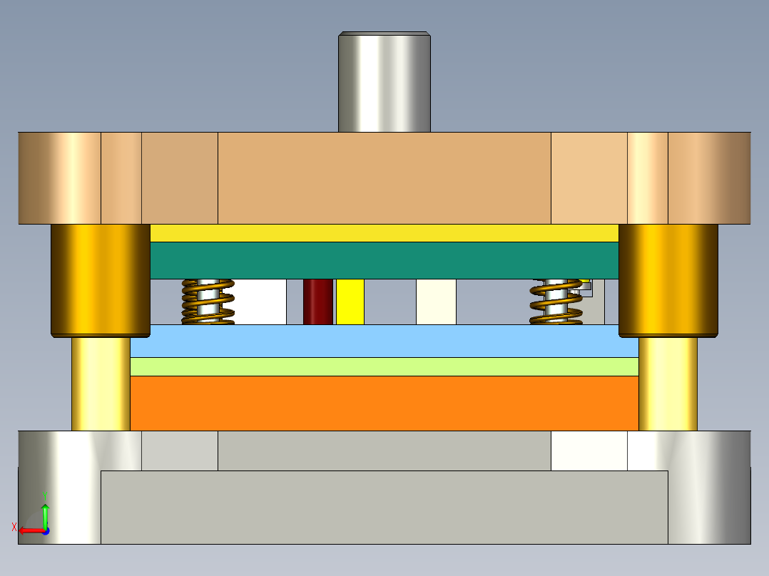 前门锁环螺母板盒级进模后视图