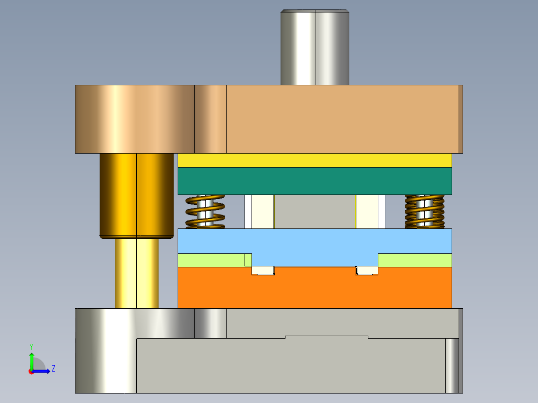 前门锁环螺母板盒级进模左视图