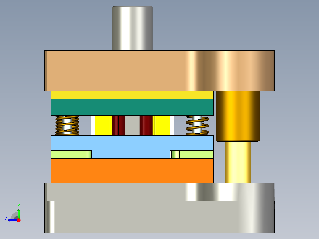 前门锁环螺母板盒级进模右视图