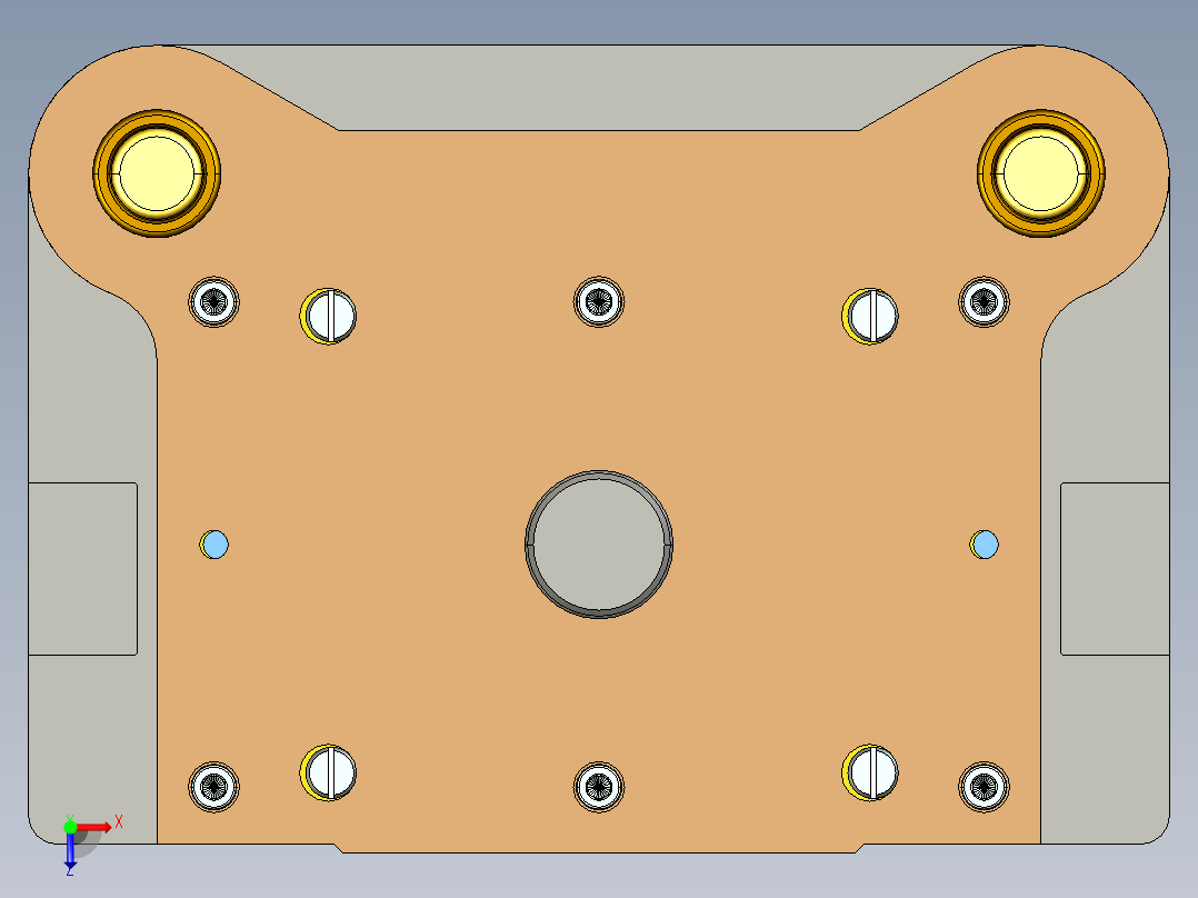 前门锁环螺母板盒级进模俯视图
