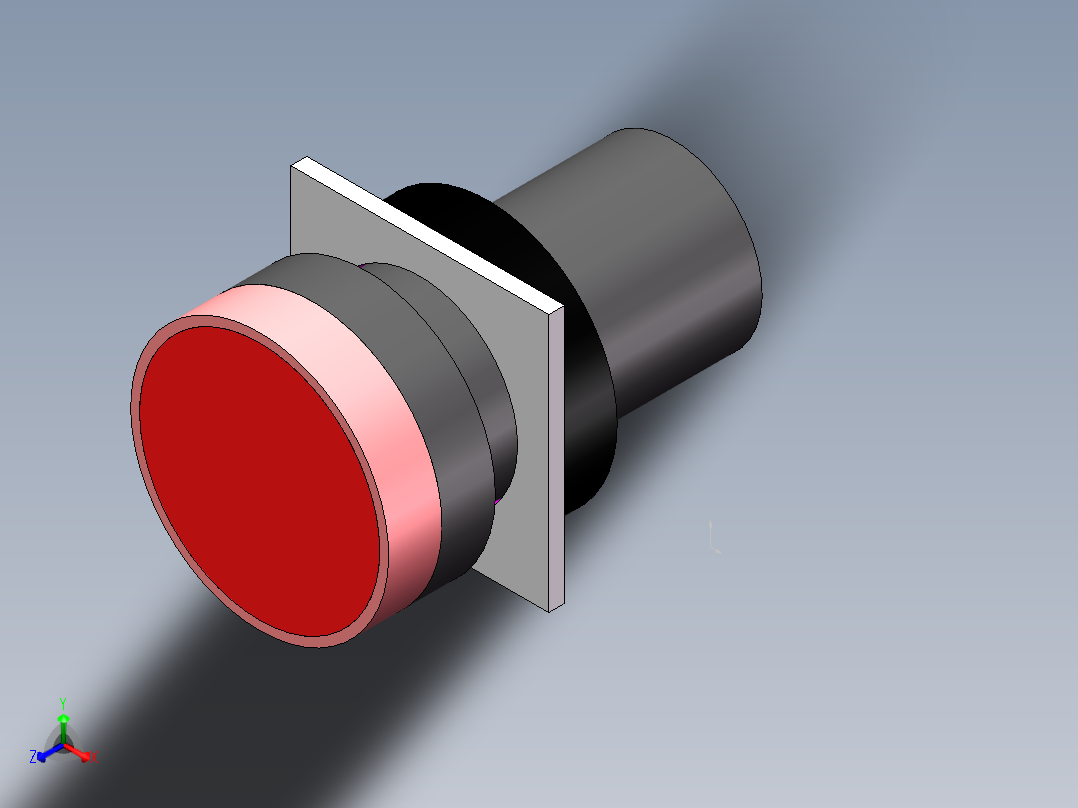 指示灯YW1P-1UQ4R（24V红）正等轴测图
