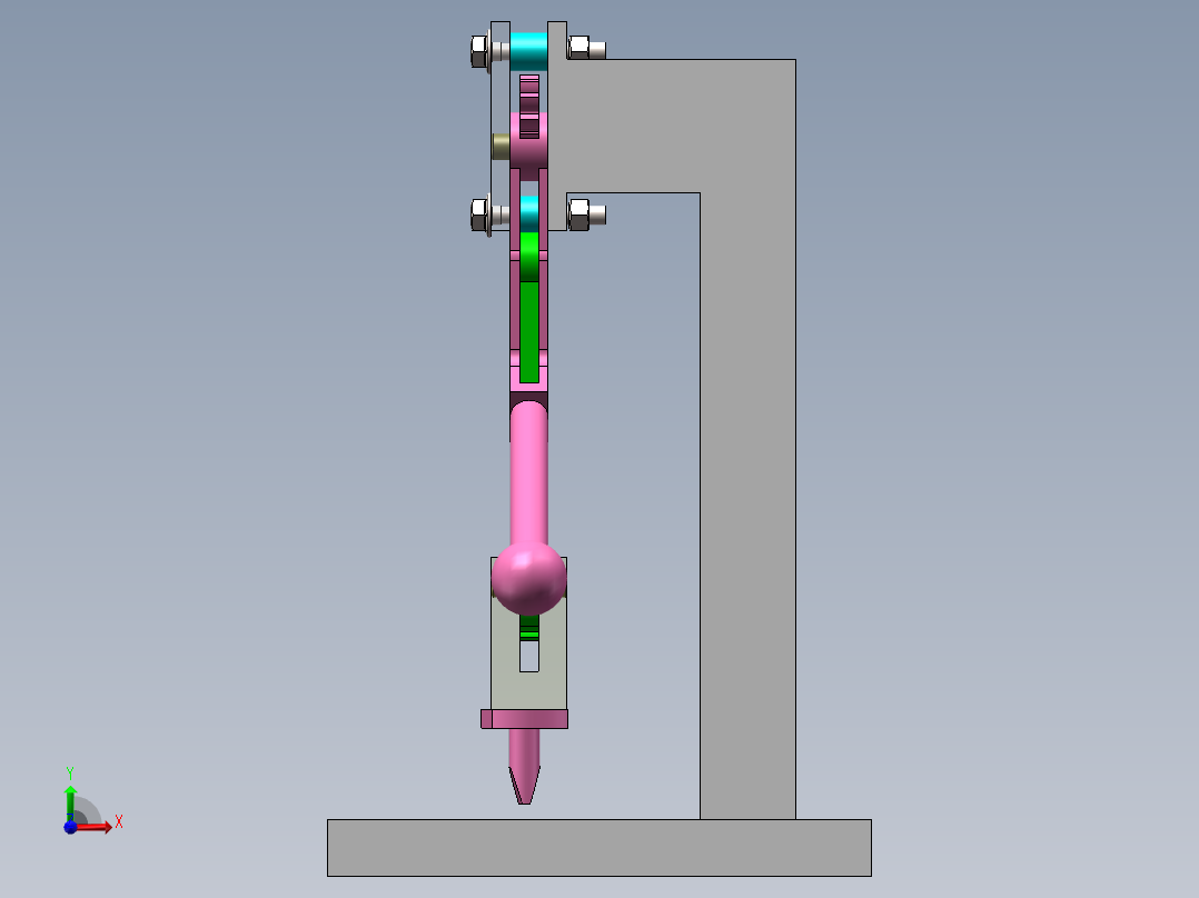 半齿轮下压机构前视图