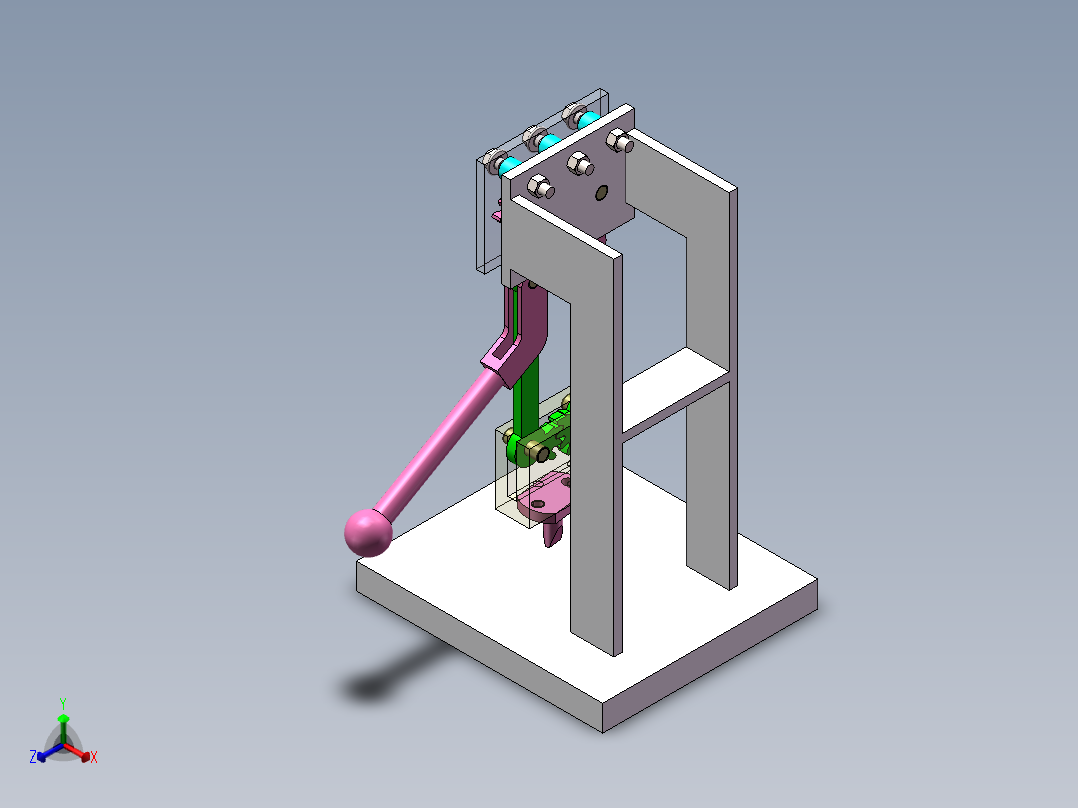 半齿轮下压机构正等轴测图