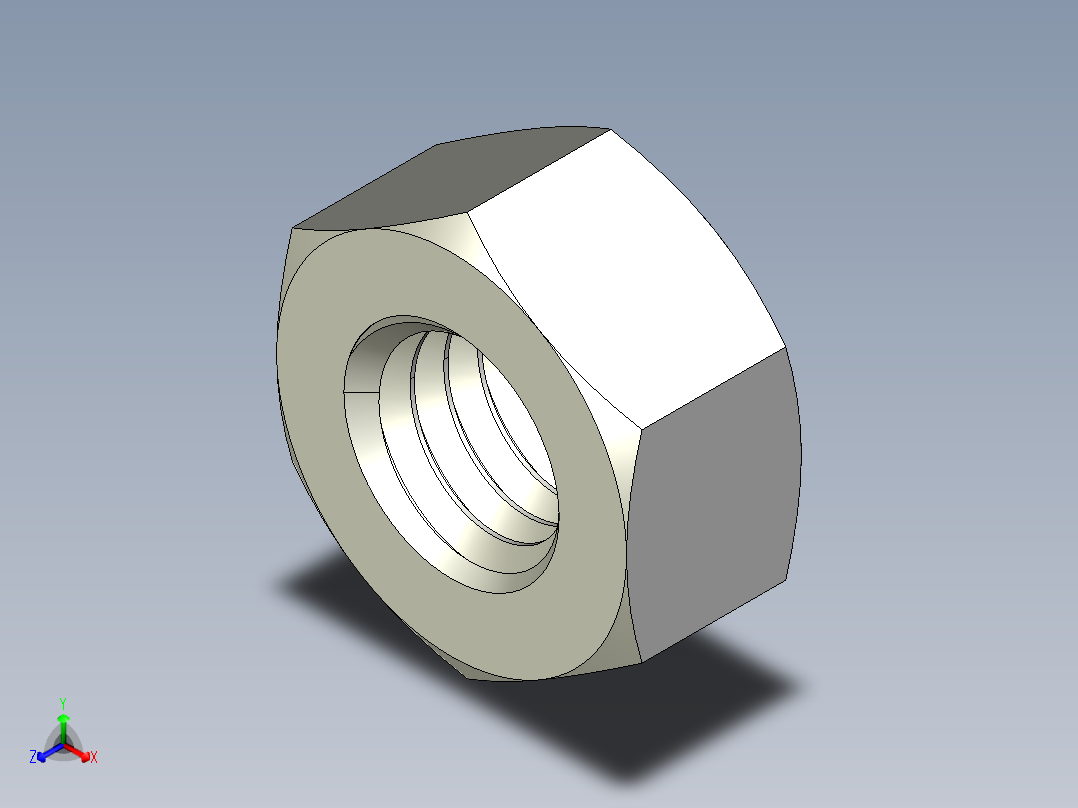 M8 x 1.25mm Thread HEX NUT.IGS正等轴测图