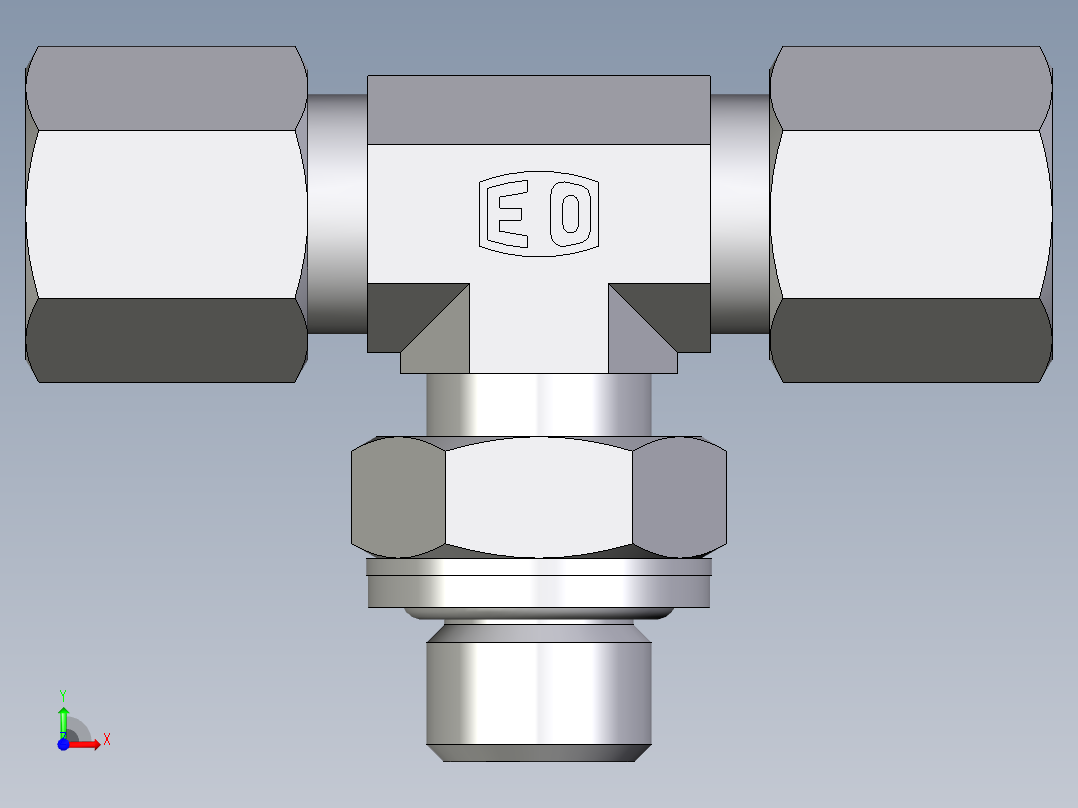 卡套式工业通用硬管接头EO_Adjustable_locknut_branch_tee_TEE06SRCF前视图