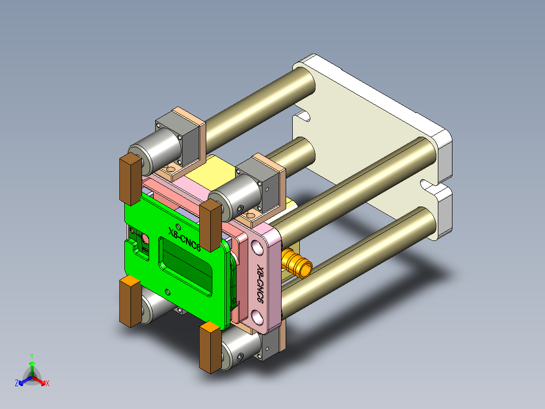 X8-CNC6笔记本CNC工装夹具三维模型正等轴测图