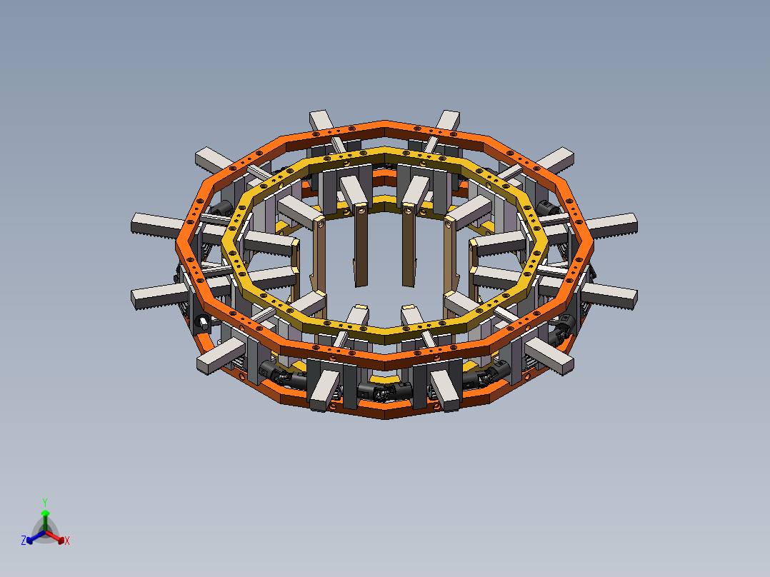 环形伸缩张紧机构设计sw18可编辑正等轴测图