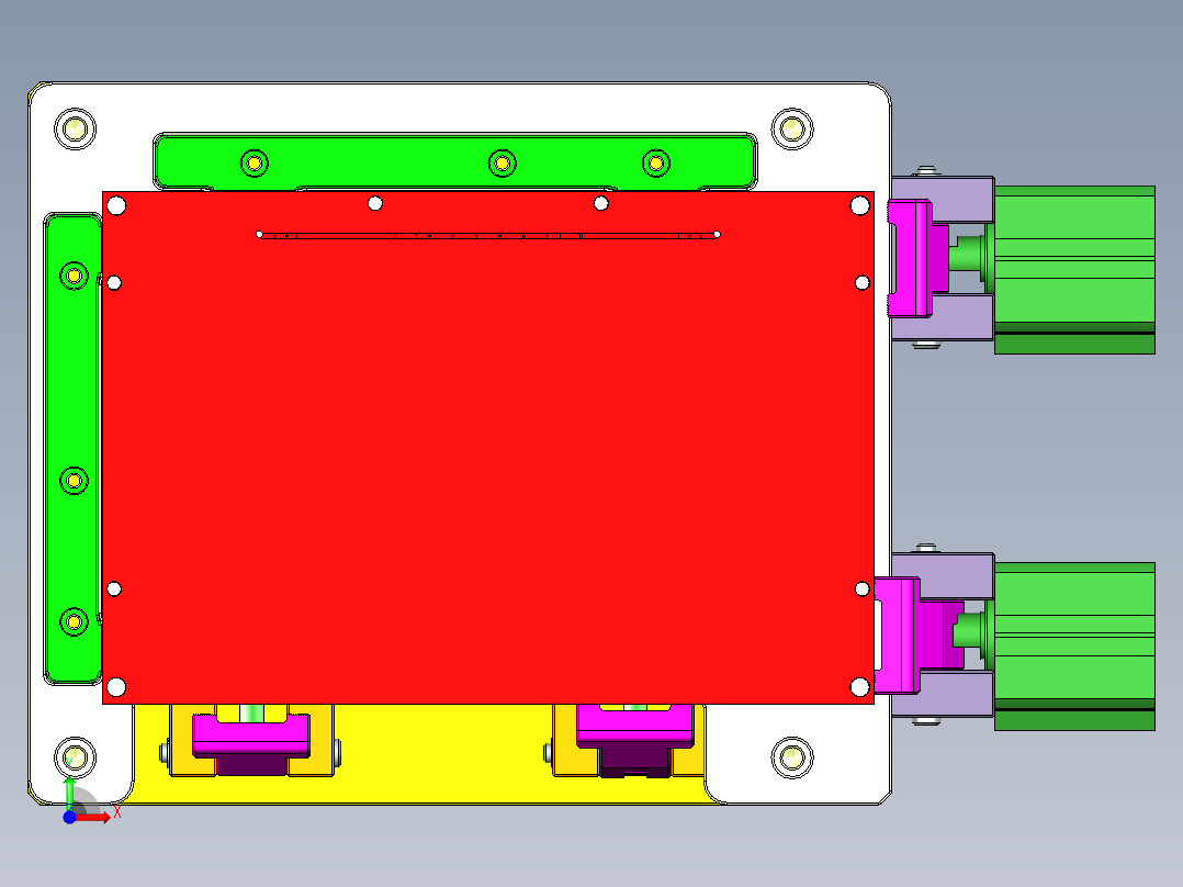 铝板飞面铣槽工装治具模型三维+CAD前视图