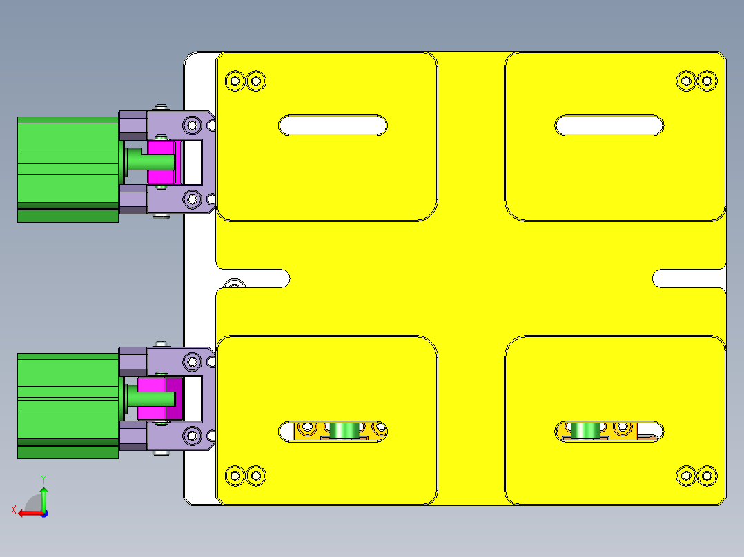铝板飞面铣槽工装治具模型三维+CAD后视图