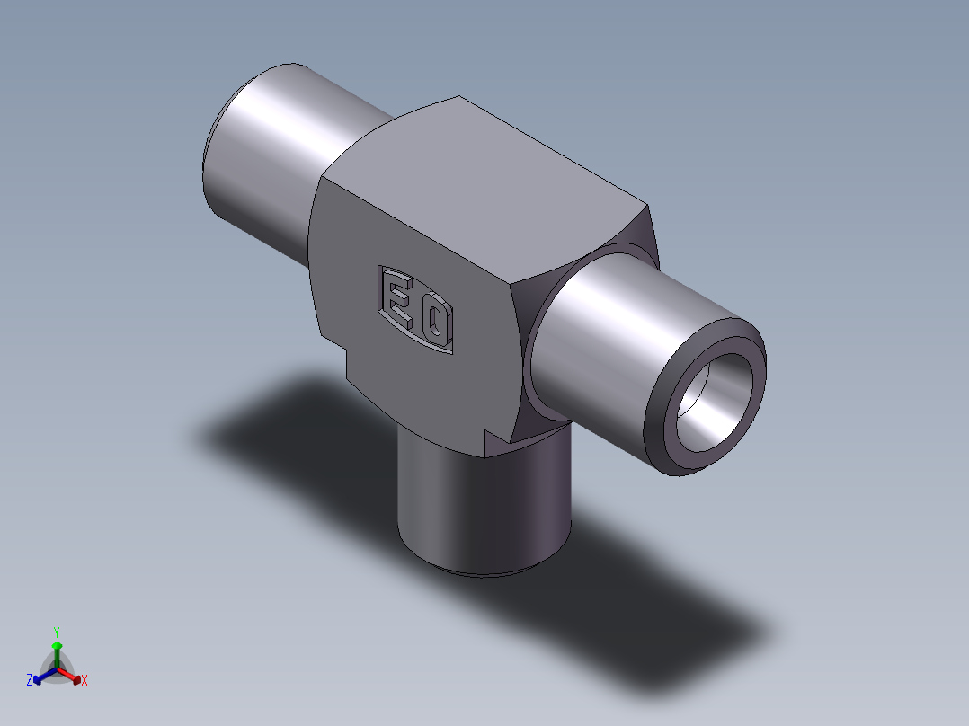 AC+AD 三通接头 T、AC-08正等轴测图