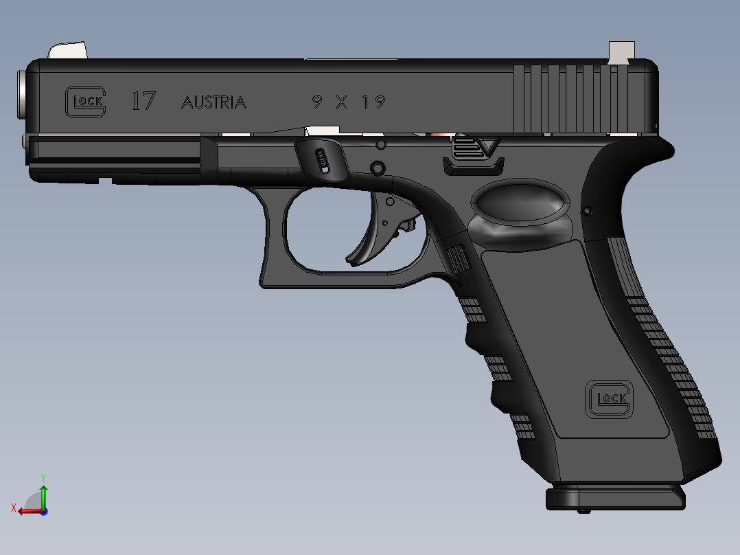 手枪左轮冲锋枪老式狙击步枪设计3D图纸glock-17-17l-34 SW IGS后视图