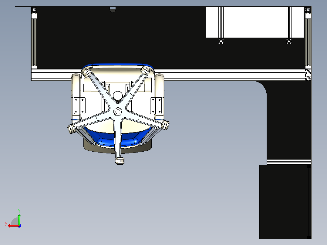 转角工作站办公桌后视图