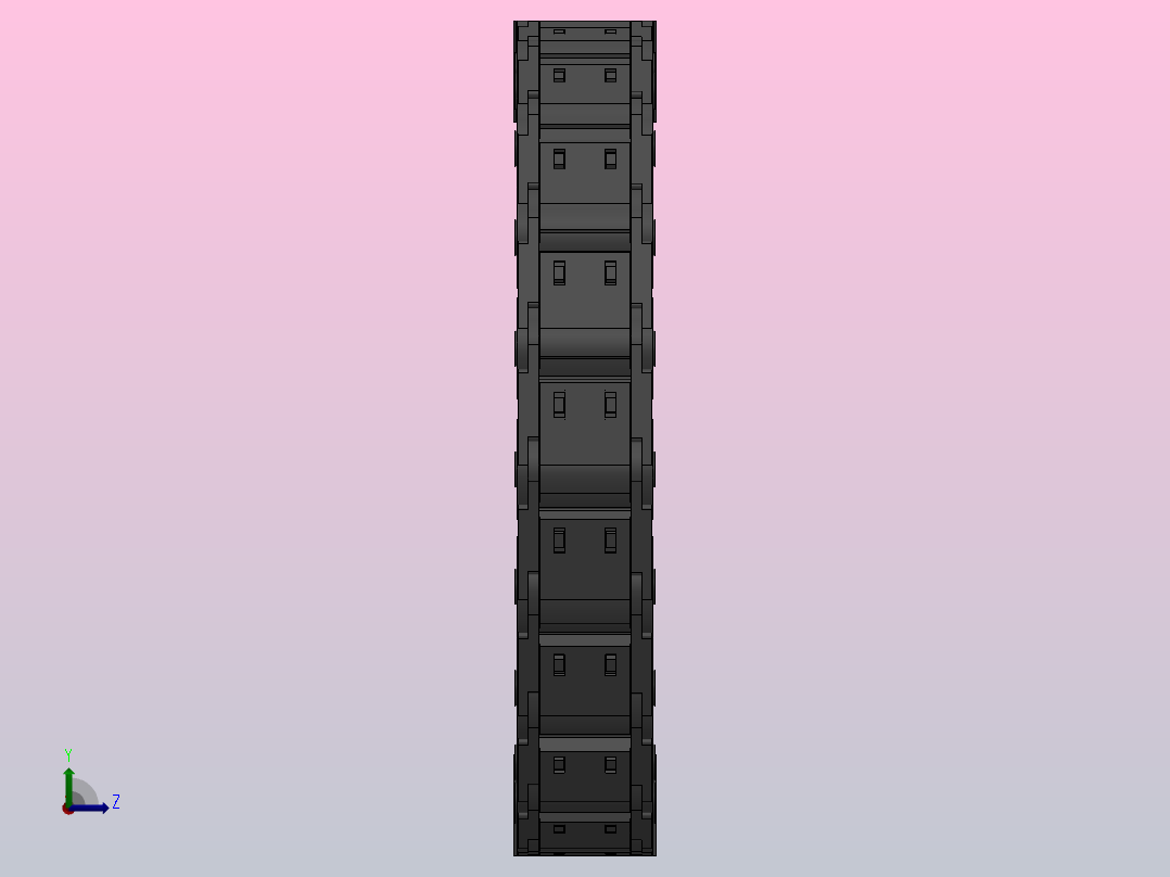 弯曲半径200内高35两侧打开型封闭式拖链_DMD35CD-35-50-200R-35左视图