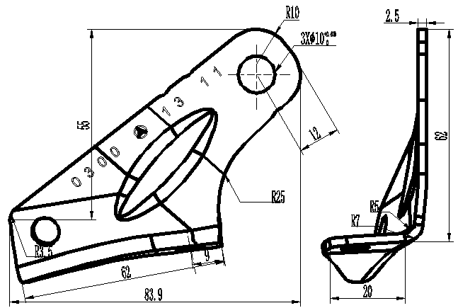 汽车前支撑板级进模设计