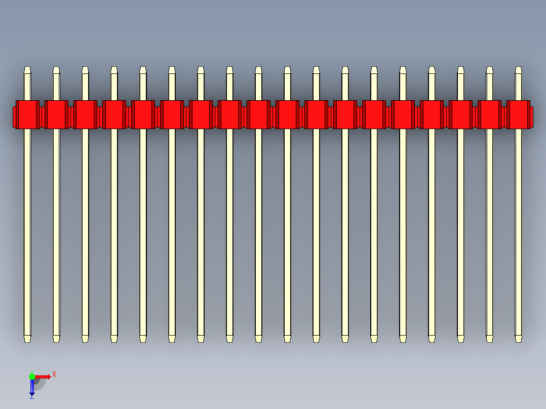 彩色公头100mil（2.54mm）系列-DS1021_red_2x18p_100mil_Type19_rev1.0俯视图